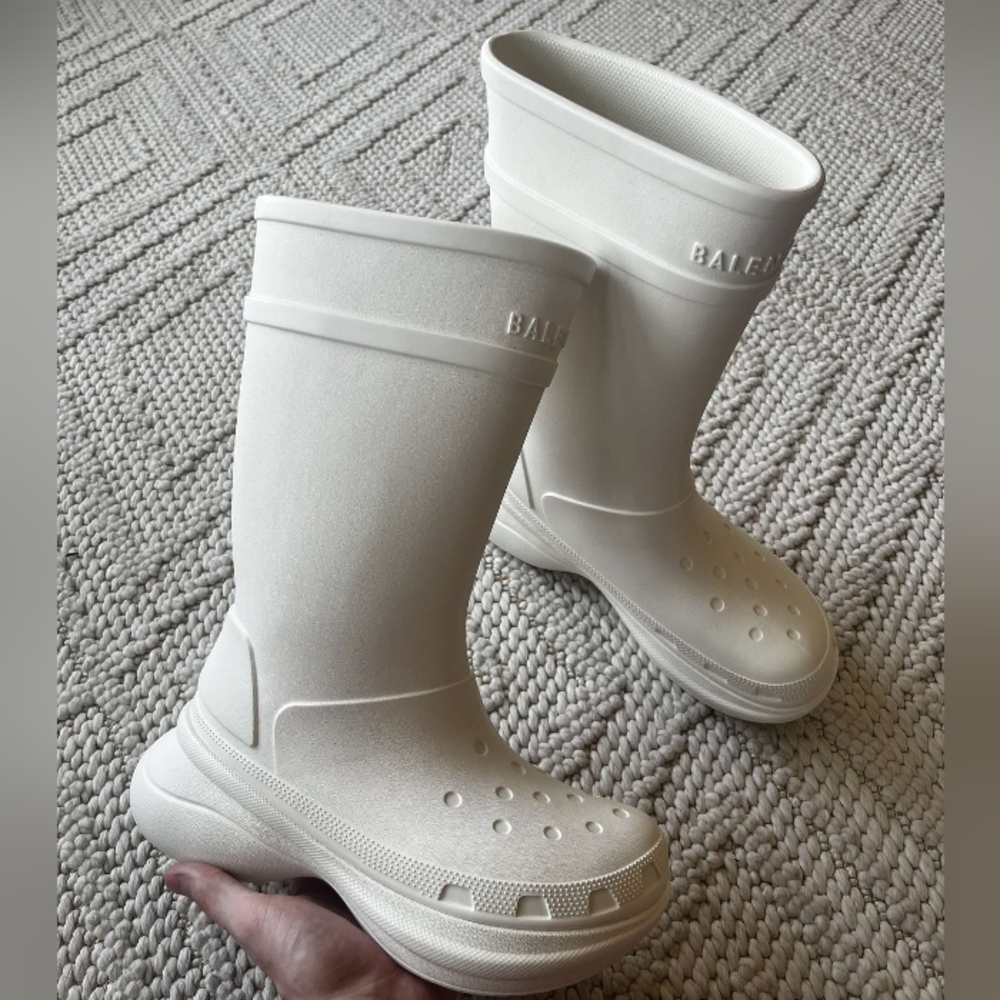 UA Balenciaga X Crocs High White Boots